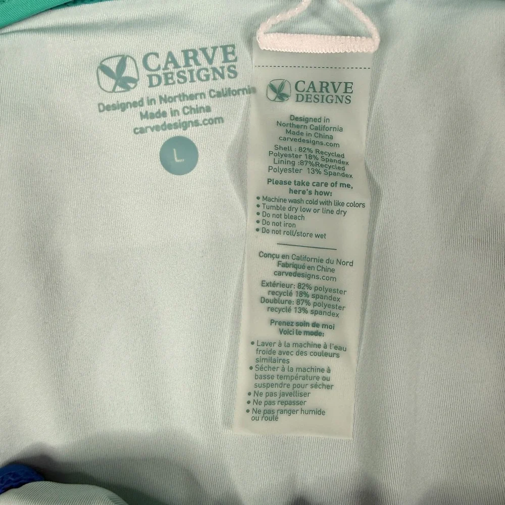 Carve Designs Bikini Bottom Womens L Blue Teal Colorblock UPF Classic Rise NWT